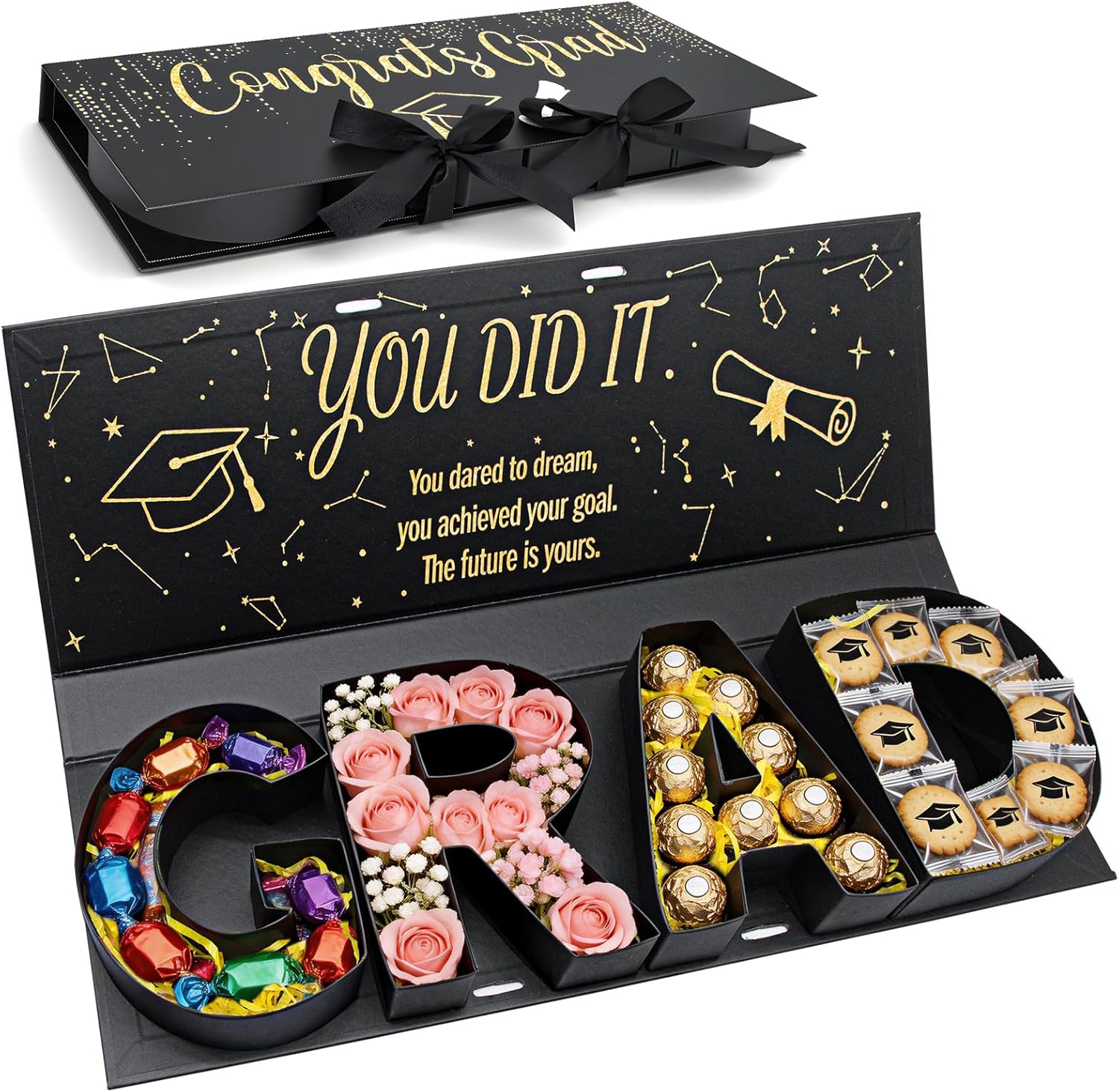 🎁Hot Sale Promotion 49% OFF🔥 DIY Graduation Empty Gift Box with Ribbon, Large Box for Flowers, Candy & Party Favors