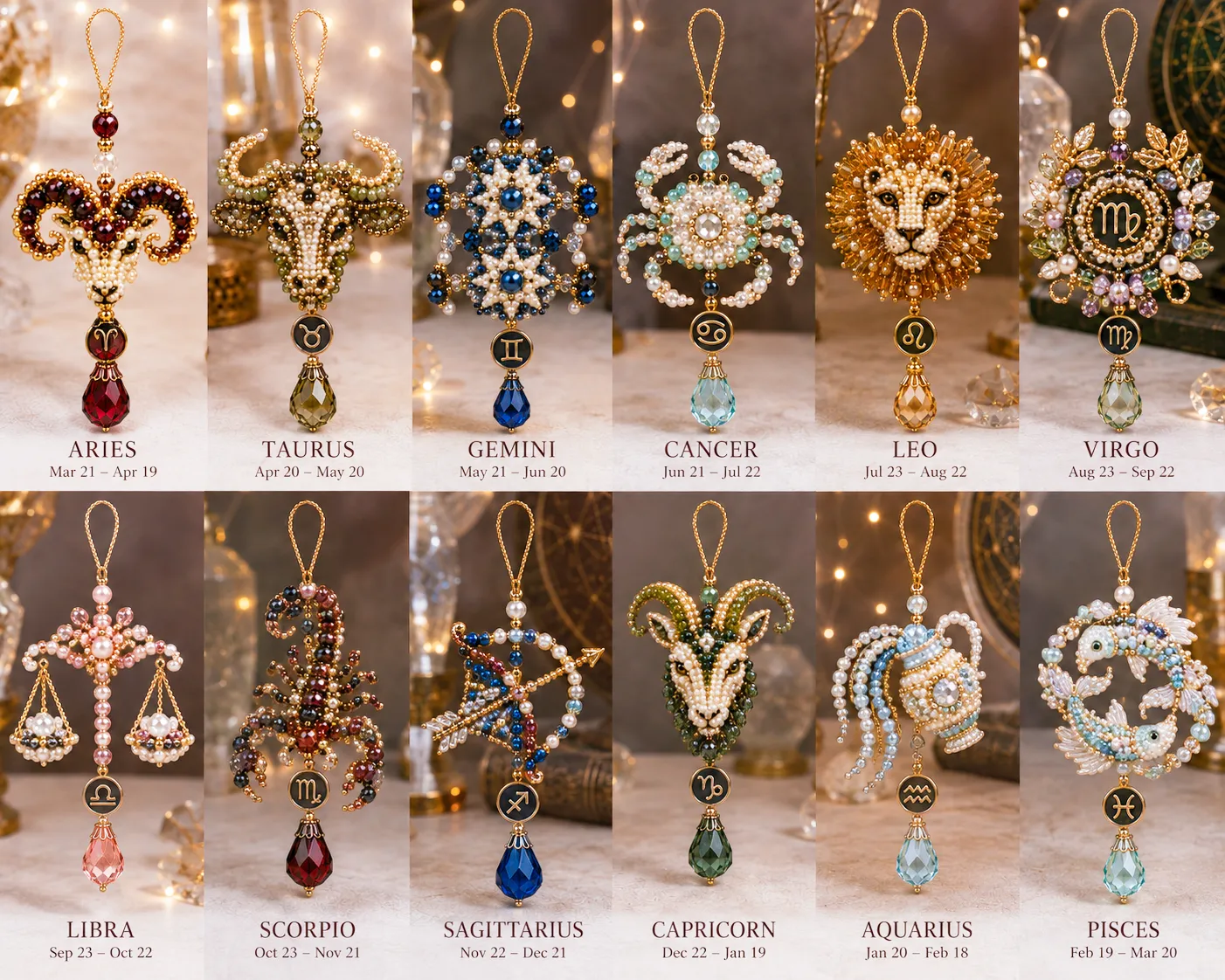 ⏳ Last Day 49% OFF – Buy 3 Get 1 FREE（4 PCS）🌙 Beginner-Friendly Zodiac Blessing Beaded Ornament DIY Kit Collection | Complete Kit with Beads, Crystal Accents, Zodiac Charms & Step-by-Step Guide Included 💕