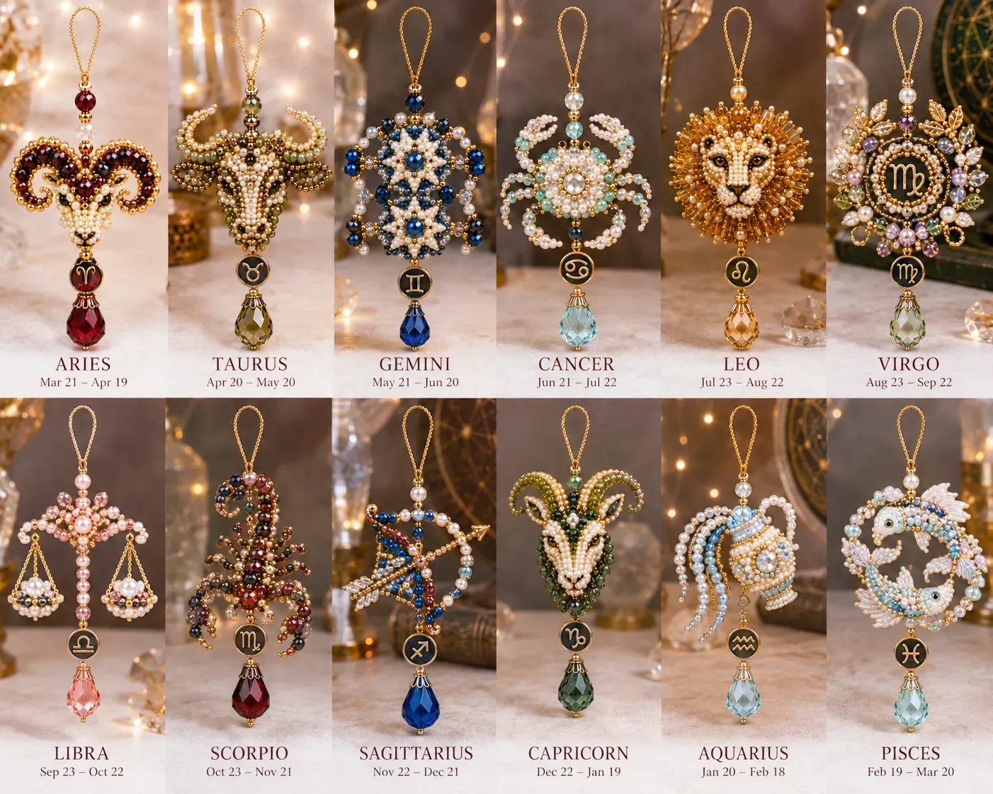 ⏳ Last Day 49% OFF – Buy 3 Get 1 FREE（4 PCS）🌙 Beginner-Friendly Zodiac Blessing Beaded Ornament DIY Kit Collection | Complete Kit with Beads, Crystal Accents, Zodiac Charms & Step-by-Step Guide Included 💕