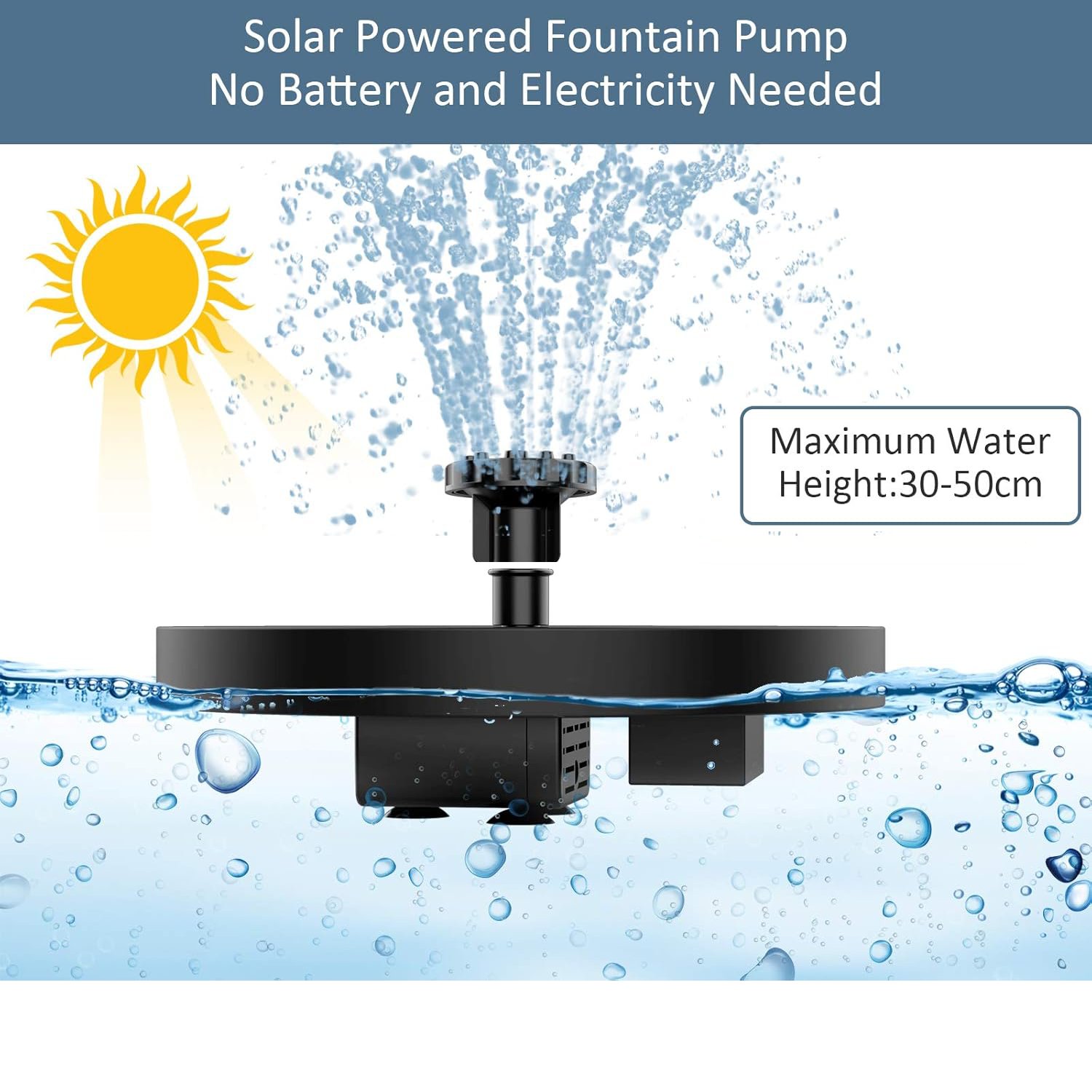 Solar Bath Fountain with 6 Nozzle