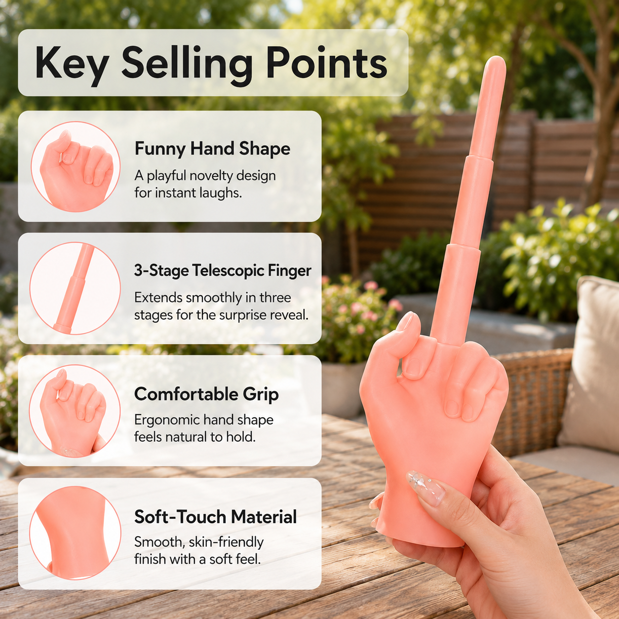 🖕🏻3-Stage Telescopic Middle Finger Gag Toy – Funny Pop-Up Hand Prank Gift😂