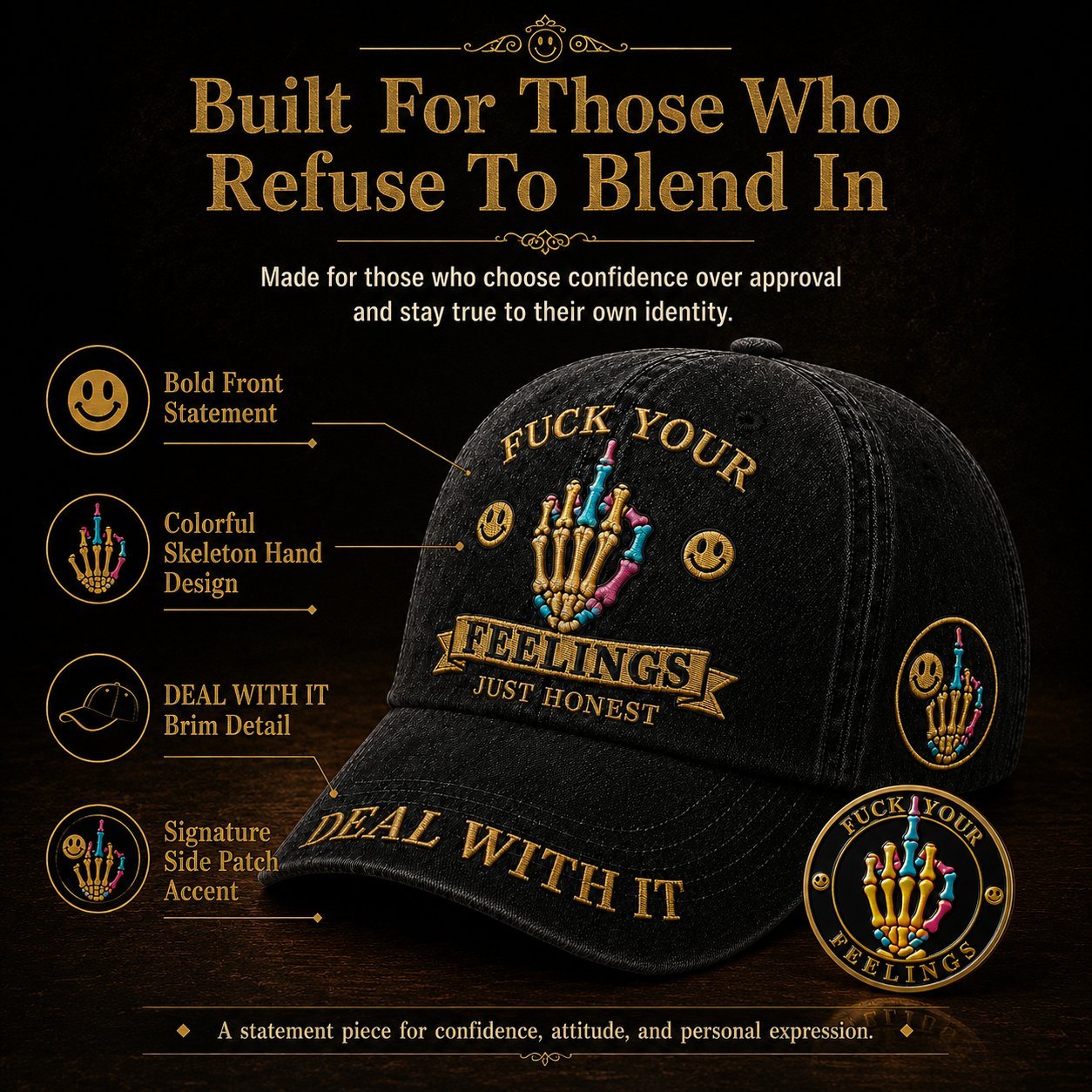 FXXK YOUR FEELINGS Cap🎁Free Double-Sided Honor Coin With Every Cap Purchase🔥Buy 2 Get 1 Free🔥