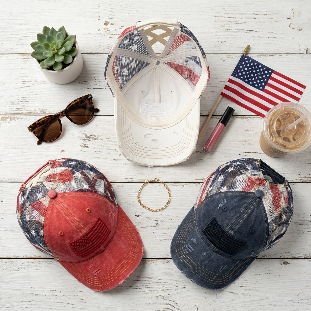 American Flag Ponytail Embroidered Hat🔥Buy 2 Get 1 Free🔥
