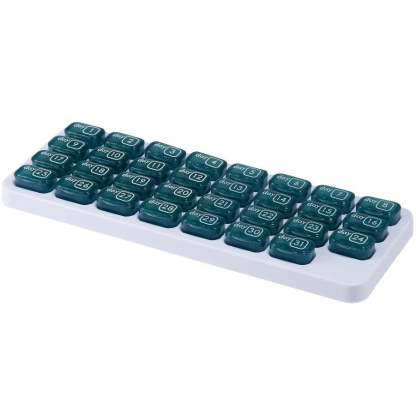 💊Monthly Pill Organizer with Lid - Arthritis-Friendly Easy-Open Lids 31 Removable Daily Pill Pods Date Reminder & Travel Case for Vitamins & Medications