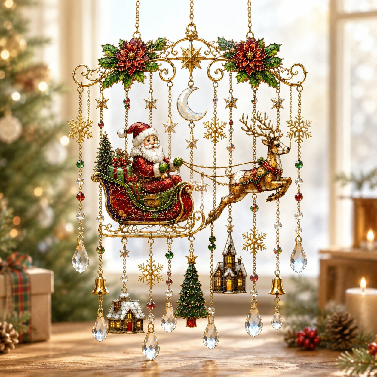 🔥Last Day 49% OFF - Handmade Christmas Stained Glass Window Hanging