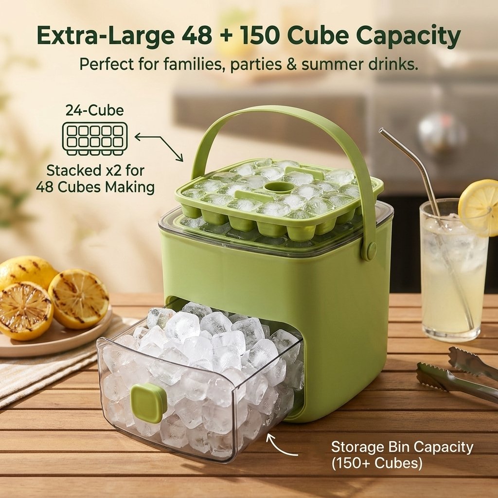 2-in-1 Large Capacity Ice Maker & Storage Bin Set 🧊(More fun and better than it looks on video✨)