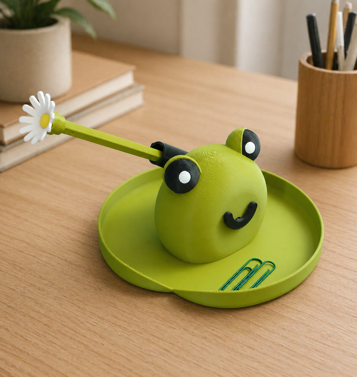 🐸Cute Frog Desk Organizer —— 😃😞A Fun Little Desk Buddy That Changes Expression