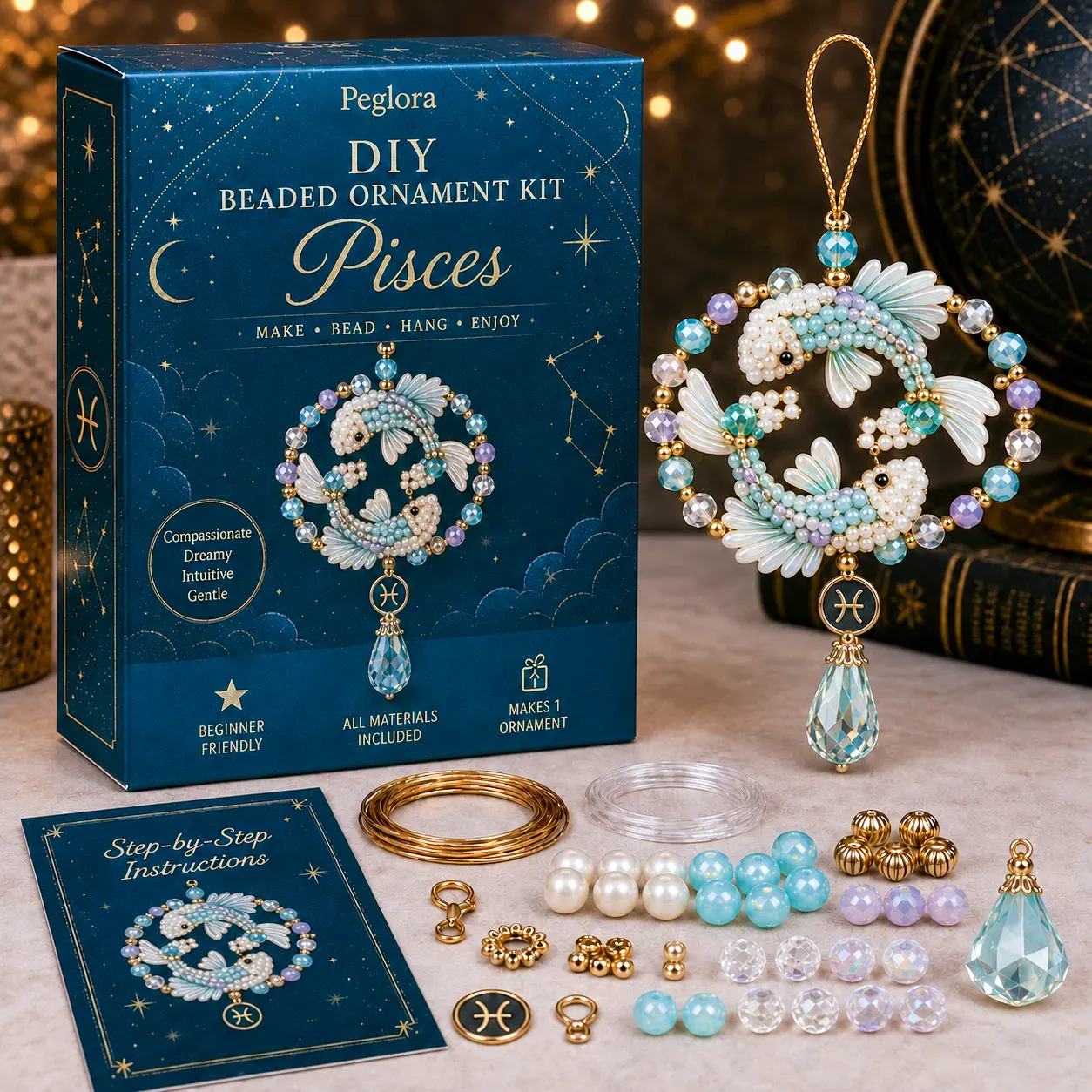 ⏳ Last Day 49% OFF – Buy 3 Get 1 FREE（4 PCS）🌙 Beginner-Friendly Zodiac Blessing Beaded Ornament DIY Kit Collection | Complete Kit with Beads, Crystal Accents, Zodiac Charms & Step-by-Step Guide Included 💕