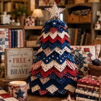 🔥LAST DAY 50% OFF - 🎄Americana Christmas Tree Quilt Kit – Easy Layered Fabric Holiday Décor for Quilting Lovers🔥Buy More Save More🎁Give it to your family and friends❤️