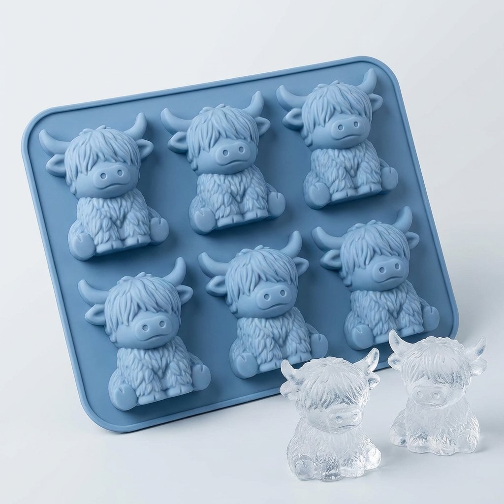 🐮 Mini Highland Cow Ice Cube & Dessert Mold 🧊🍪 Cute 3D Ice for Drinks, Parties & Gifts💕