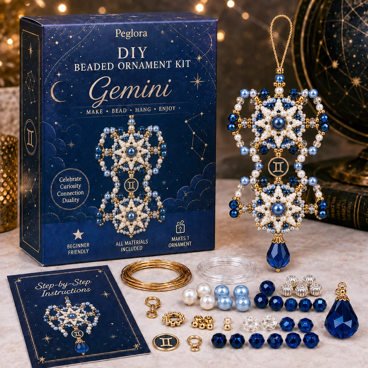 ⏳ Last Day 49% OFF – Buy 3 Get 1 FREE（4 PCS）🌙 Beginner-Friendly Zodiac Blessing Beaded Ornament DIY Kit Collection | Complete Kit with Beads, Crystal Accents, Zodiac Charms & Step-by-Step Guide Included 💕