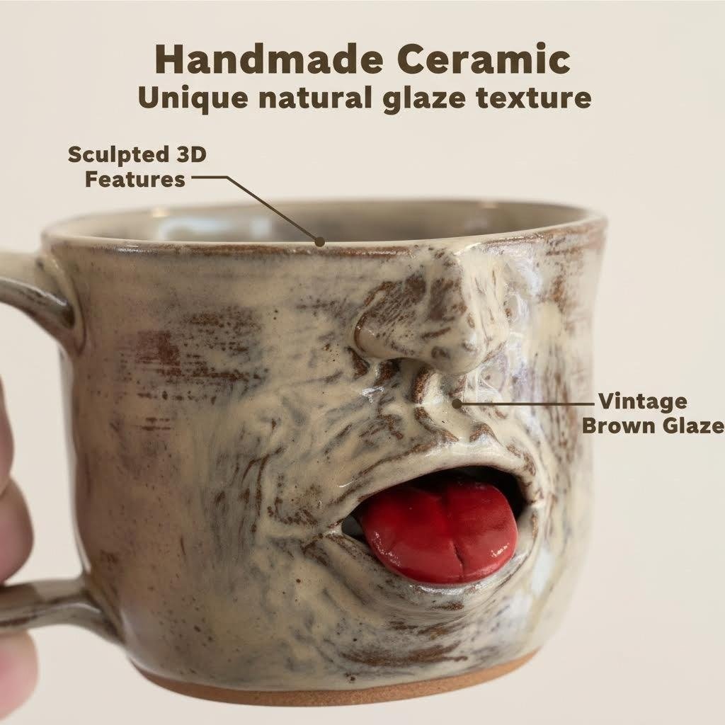 Wacky Face Mug with Protruding Tongue