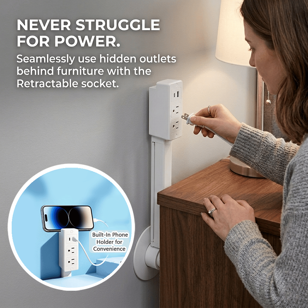 🔌 Extendable Power Outlet – Reach Power Anywhere, Instantly