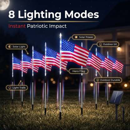 💕8-in-1 American Flag Solar Lights
