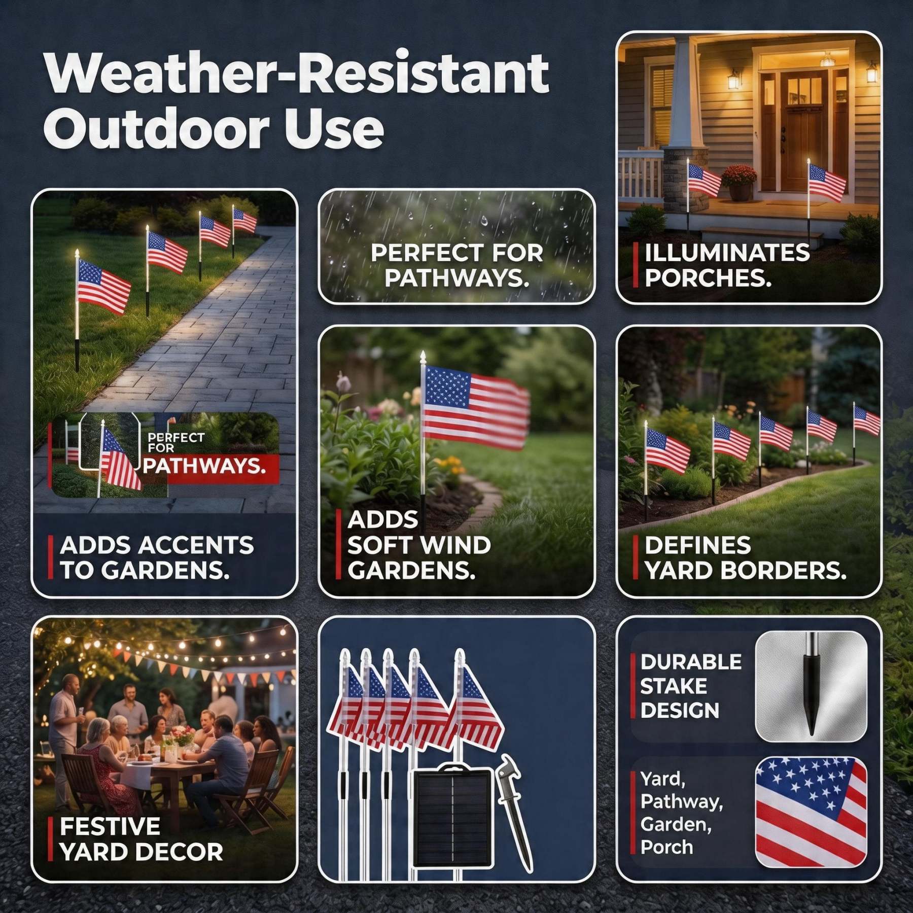 💕8-in-1 American Flag Solar Lights