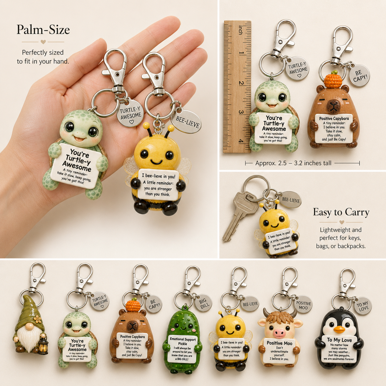 💖 Emotional Support Keychain Collection – A Tiny Reminder You’re Doing Better Than You Think