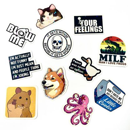 ✨130pcs Funny Stickers for Adults – Prank Meme (Dirty) Hilarious Sticker Pack(Waterproof & No Residue)