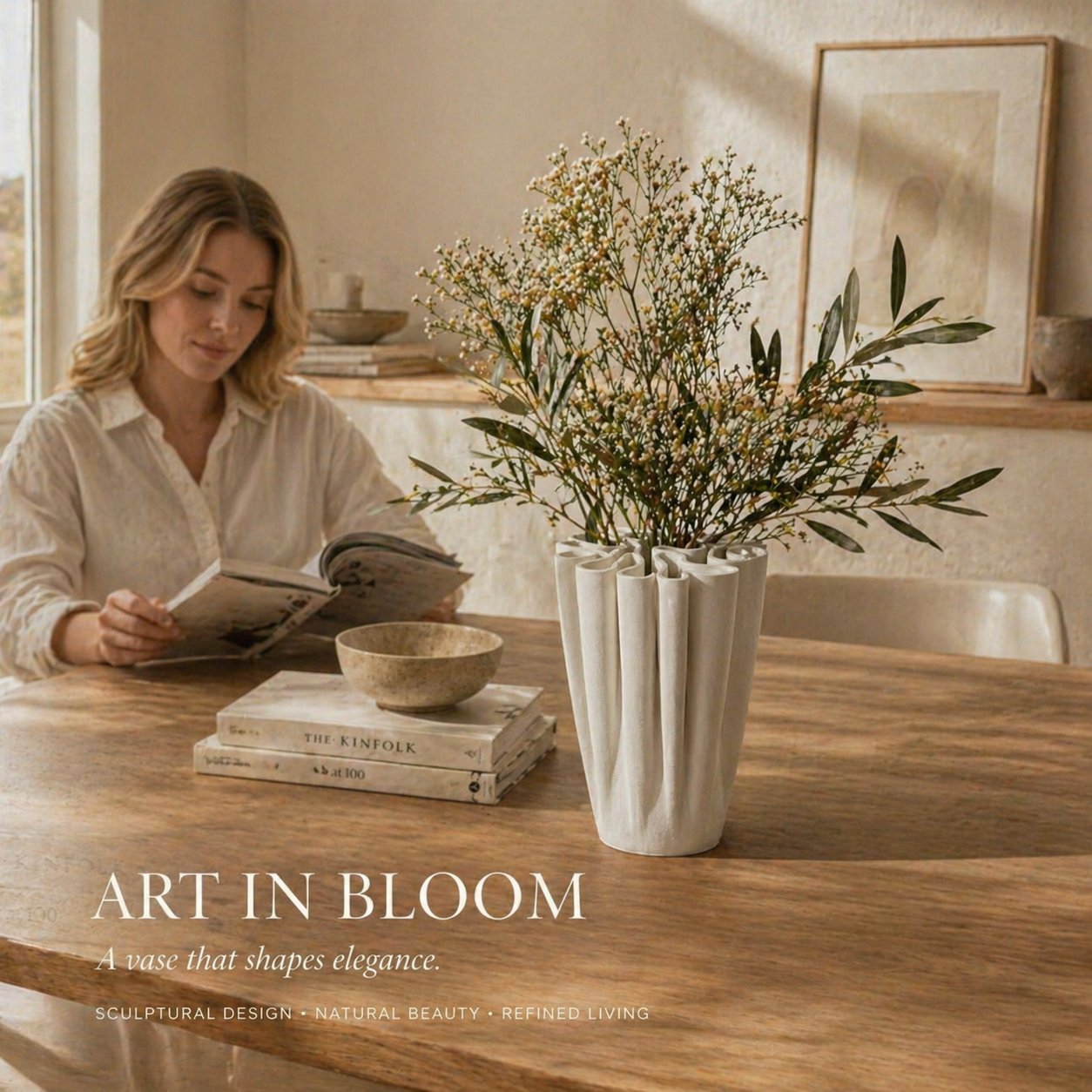 🌸 Sculptural Elegance: Hand-Fired Ceramic Vase for Beautiful Floral Art