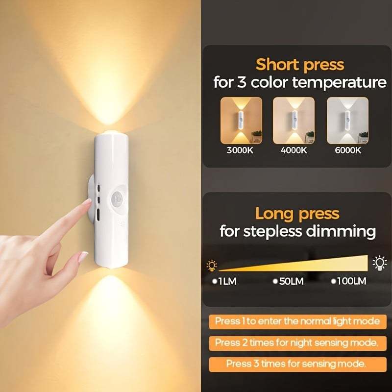 Human Body Detection Night Light Automatic Sensing 7 Color Wall Lamp