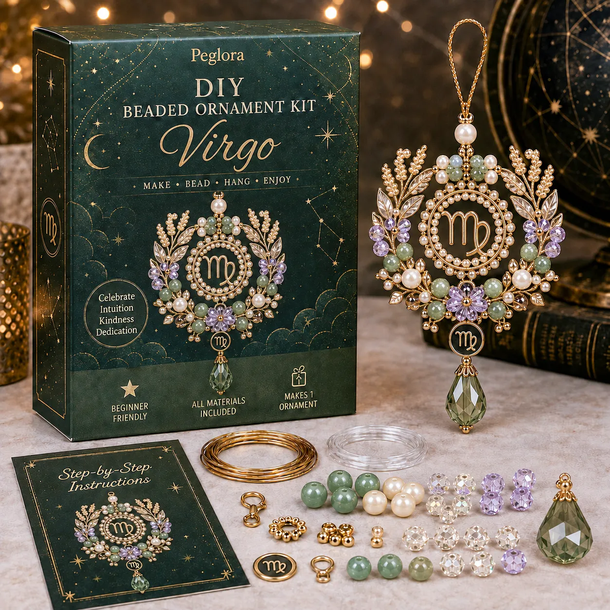 ⏳ Last Day 49% OFF – Buy 3 Get 1 FREE（4 PCS）🌙 Beginner-Friendly Zodiac Blessing Beaded Ornament DIY Kit Collection | Complete Kit with Beads, Crystal Accents, Zodiac Charms & Step-by-Step Guide Included 💕