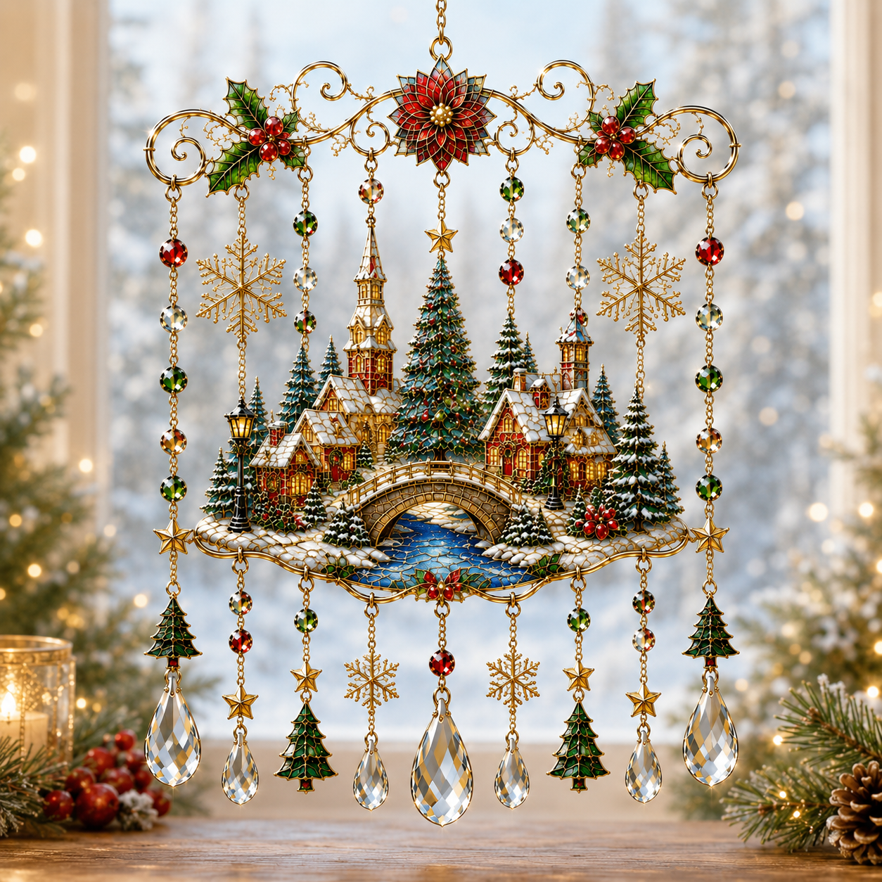 🔥Last Day 49% OFF - Handmade Christmas Stained Glass Window Hanging