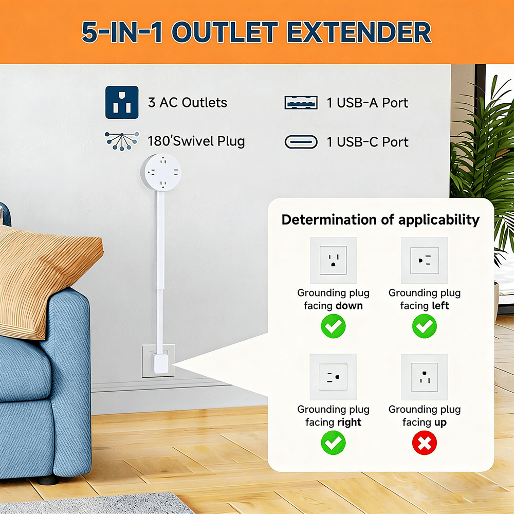 🔌 Extendable Power Outlet – Reach Power Anywhere, Instantly