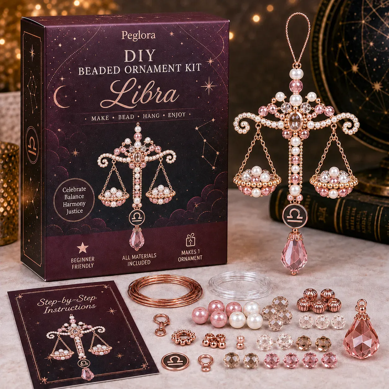 ⏳ Last Day 49% OFF – Buy 3 Get 1 FREE（4 PCS）🌙 Beginner-Friendly Zodiac Blessing Beaded Ornament DIY Kit Collection | Complete Kit with Beads, Crystal Accents, Zodiac Charms & Step-by-Step Guide Included 💕