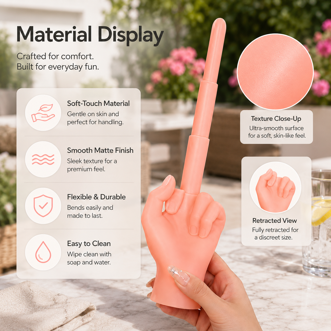🖕🏻3-Stage Telescopic Middle Finger Gag Toy – Funny Pop-Up Hand Prank Gift😂