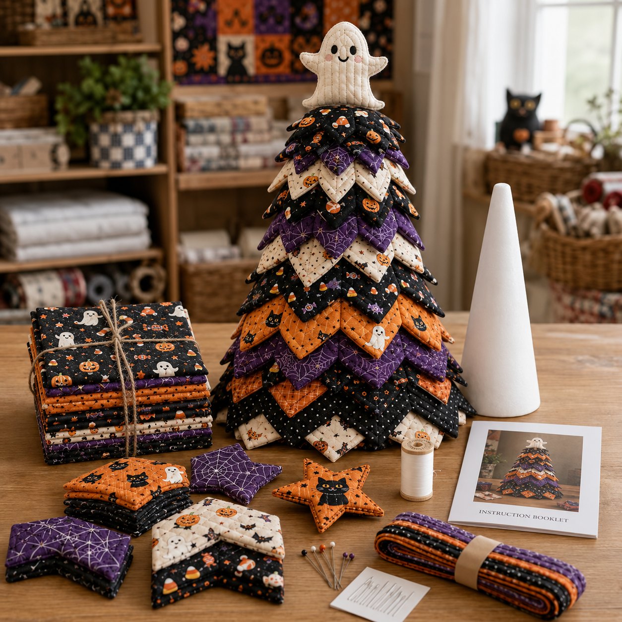 🔥LAST DAY 50% OFF - 🎄Americana Christmas Tree Quilt Kit – Easy Layered Fabric Holiday Décor for Quilting Lovers🔥Buy More Save More🎁Give it to your family and friends❤️