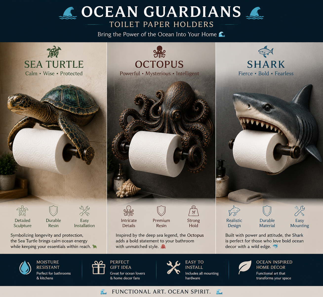 🌊 Ocean Guardians Toilet Paper Holder Series