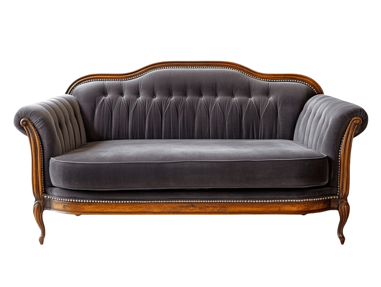 Divano 2 Posti in Velluto Grigio Larghezza totale: 150 cm ,Altezza totale: 90 cm,Profondità totale: 85 cm,Altezza seduta: 45 cm