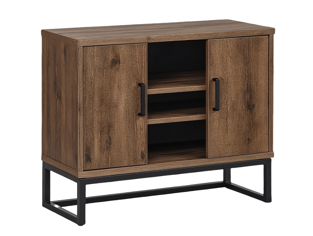 Credenza in Legno MDF Rettangolare con Scaffali e Ante H80xL100xP40 cm