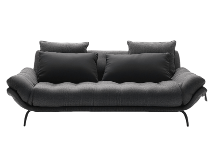 Divano a due posti in tessuto poliestere grigio scuro con struttura in acciaio inossidabile, 220 cm x 95 cm x 85 cm