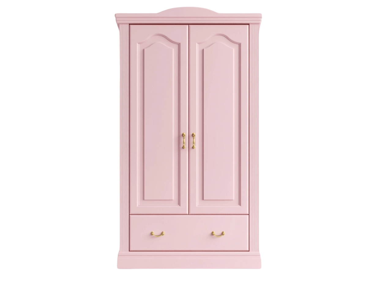 Armadio in Legno Rosa 2 Ante e 1 Cassetto