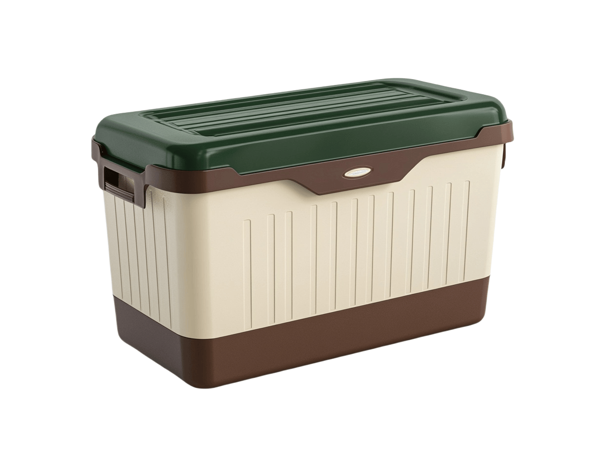 Contenitore di Stoccaggio Rettangolare Verde/Marrone in PP 45L