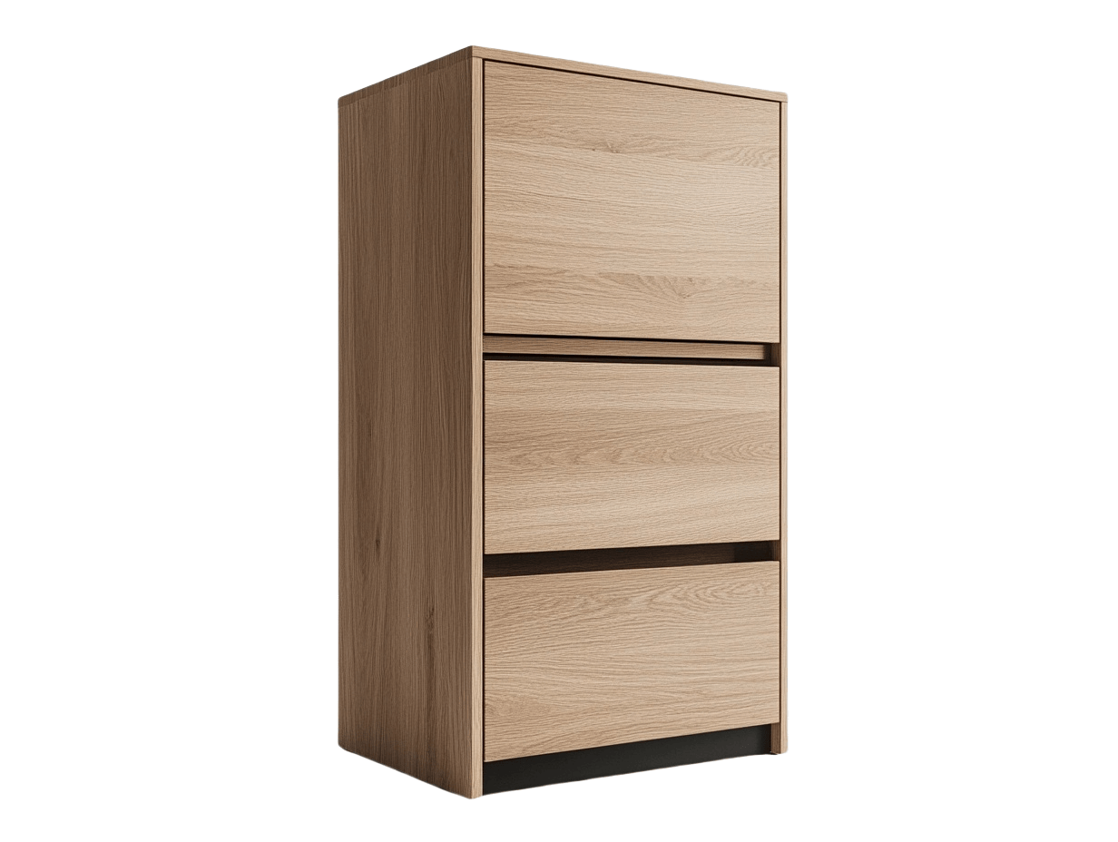 Cassettiera in Legno Quercia 3 Cassetti 110cm Altezza