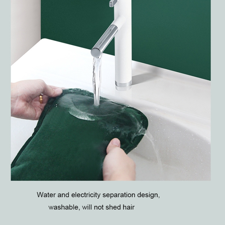 无水型石墨烯热水袋充电式暖手宝暖水袋毛绒布套，款式： 手套款1档（墨绿色） - B4