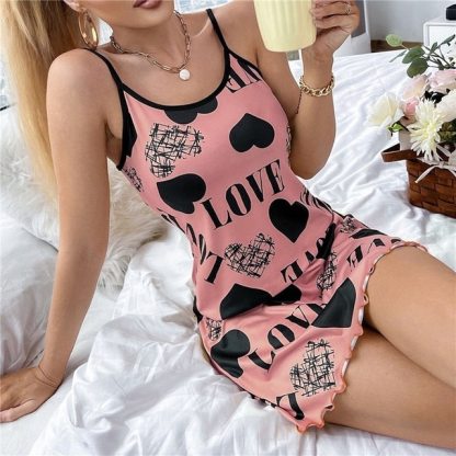 Ladies Sexy 2 Piece Pajama Set Deep V Neck Pyjamas Shorts Set Lace Pijama Suit Sleepwear For Women Sexy Pajama Suit