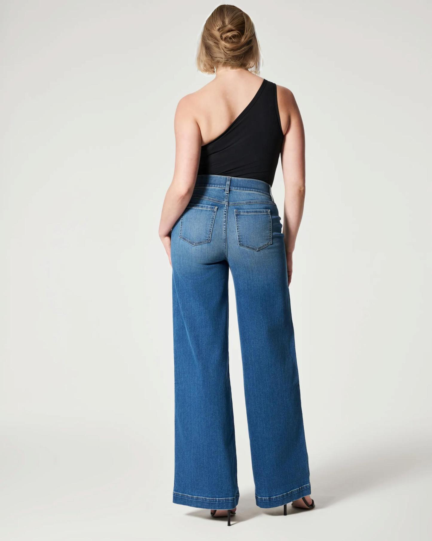Seamed Front Wide Leg Jeans (Buy 2 Free Shipping)