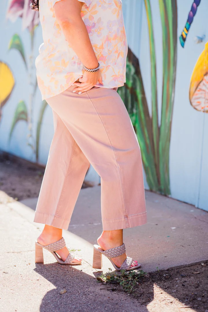 Tummy Control Twill Cropped Wide Leg Pant(Buy 2 Free Shipping)