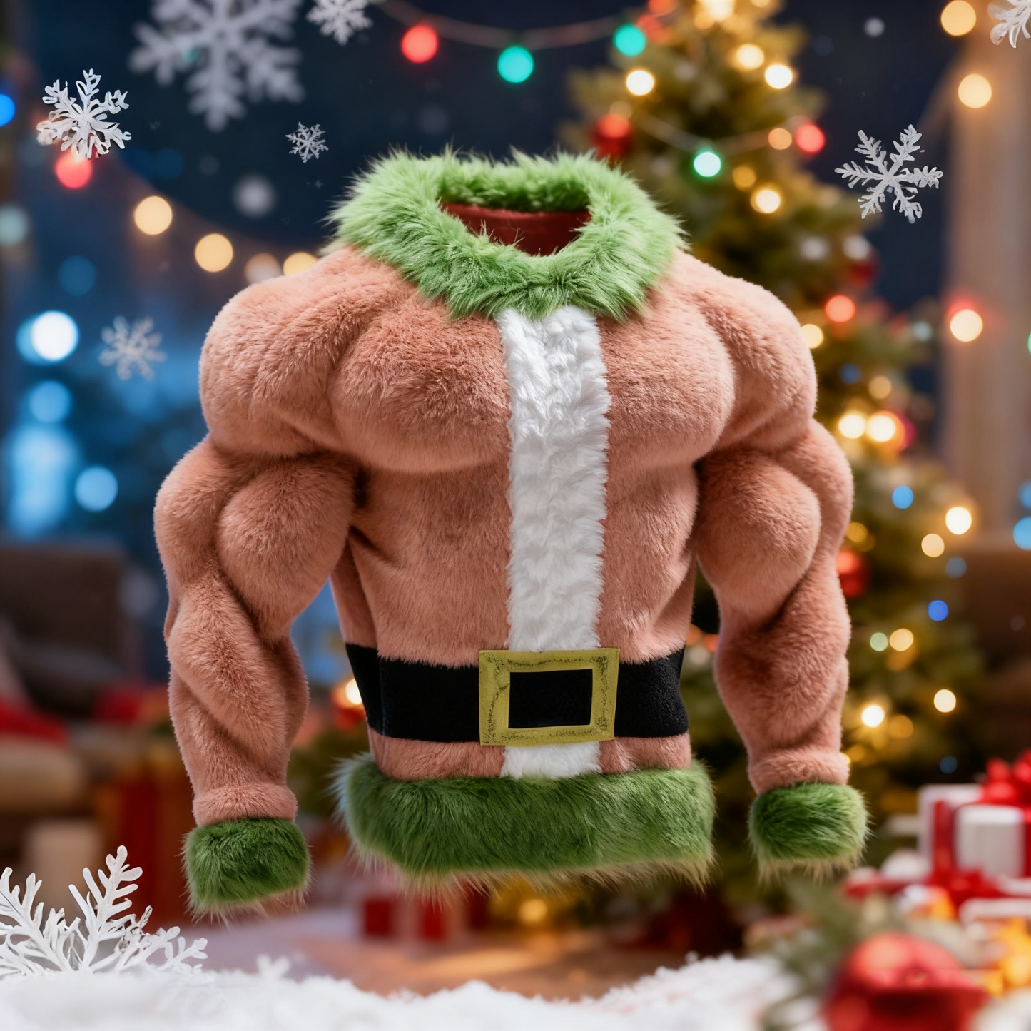 Men's Santa Claus Color Block Cosplay Plush Sweatshirt