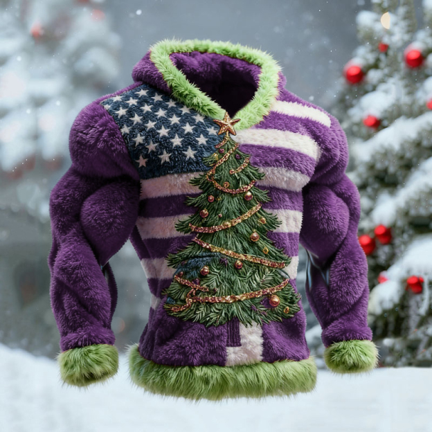 Men's National Flag Christmas Tree Pattern Ugly Sweater