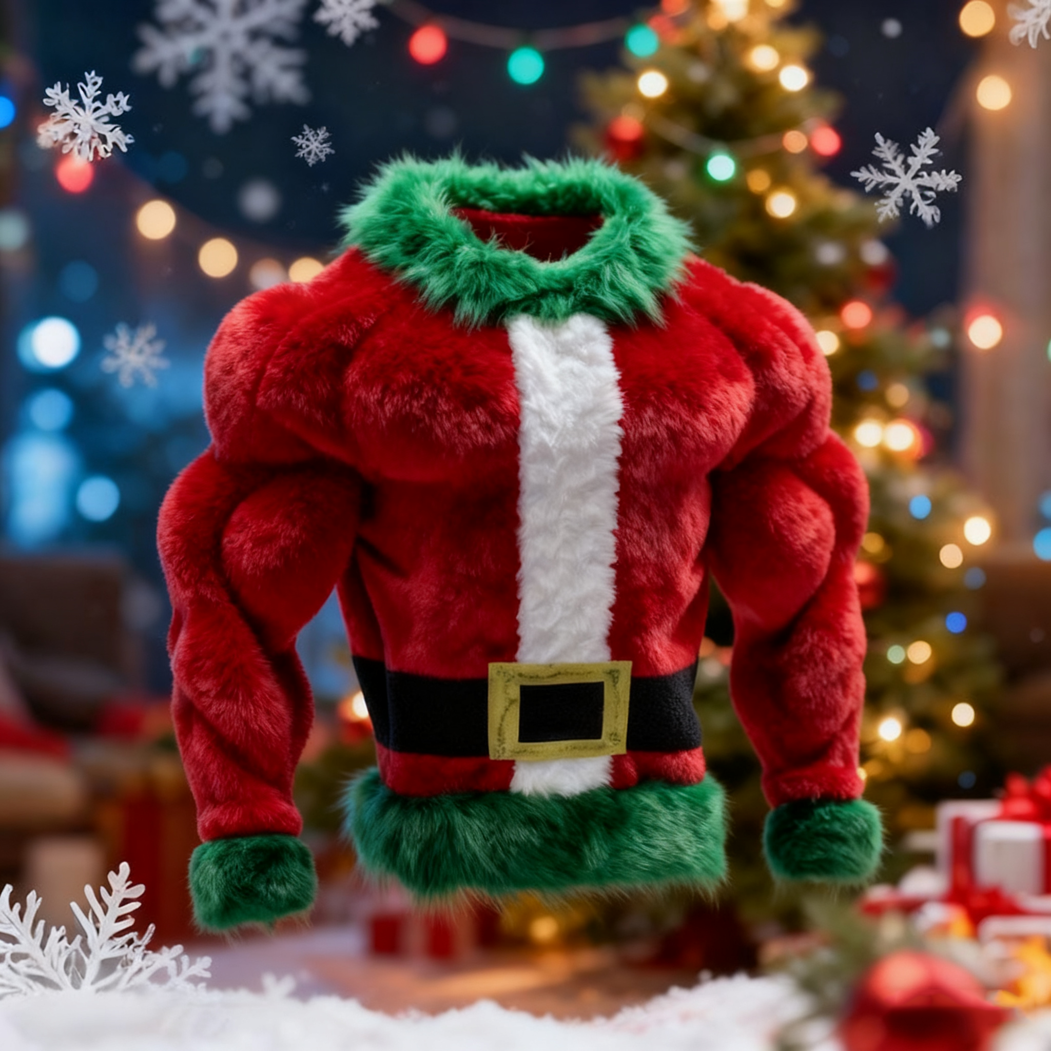 Men's Santa Claus Color Block Cosplay Plush Sweatshirt