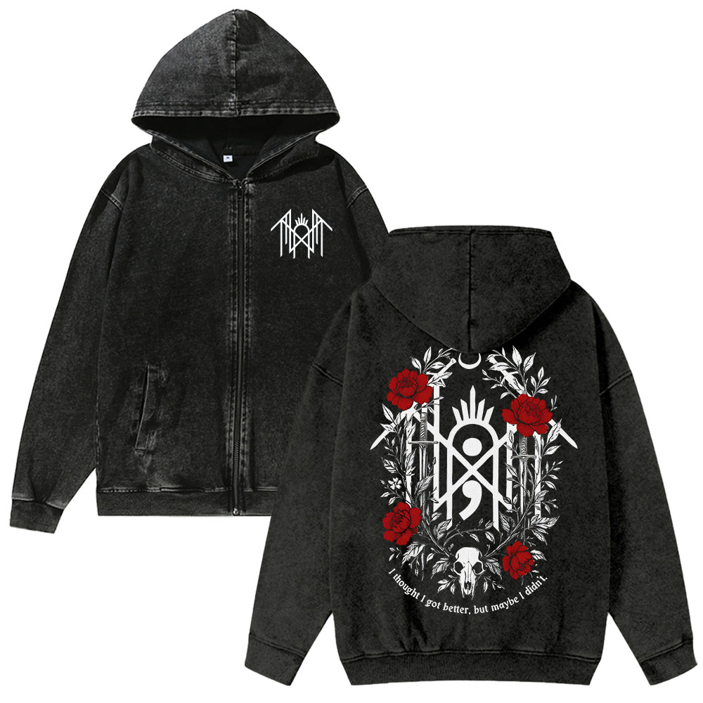 Sleep Token Washed Cotton Zipper Hooded Sweatshirt