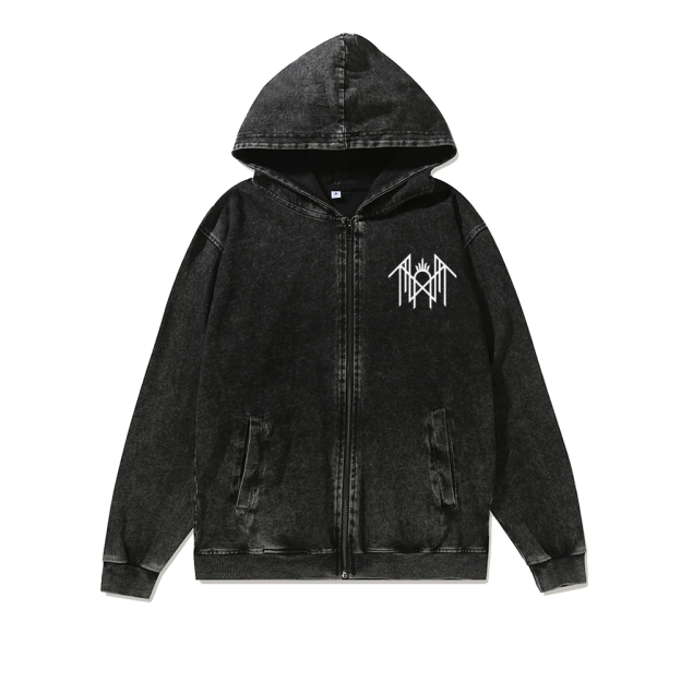 Sleep Token Washed Cotton Zipper Hooded Sweatshirt
