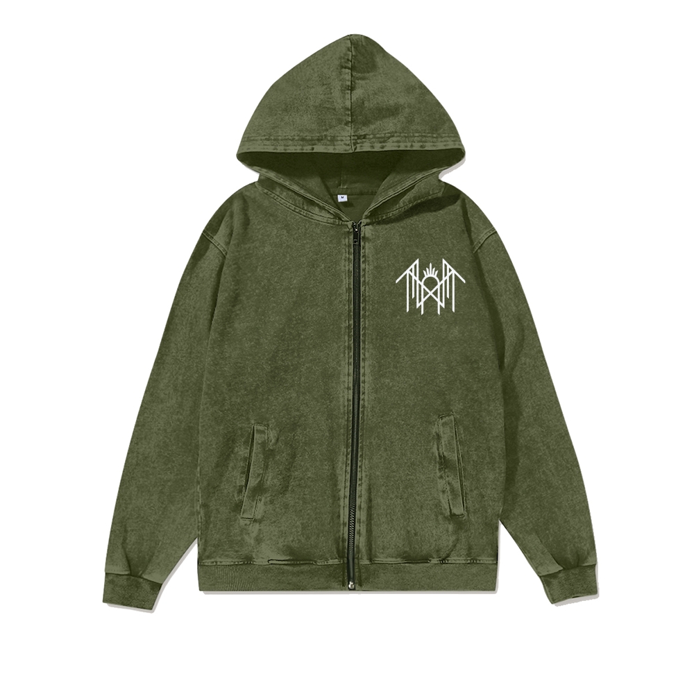 Sleep Token Washed Cotton Zipper Hooded Sweatshirt