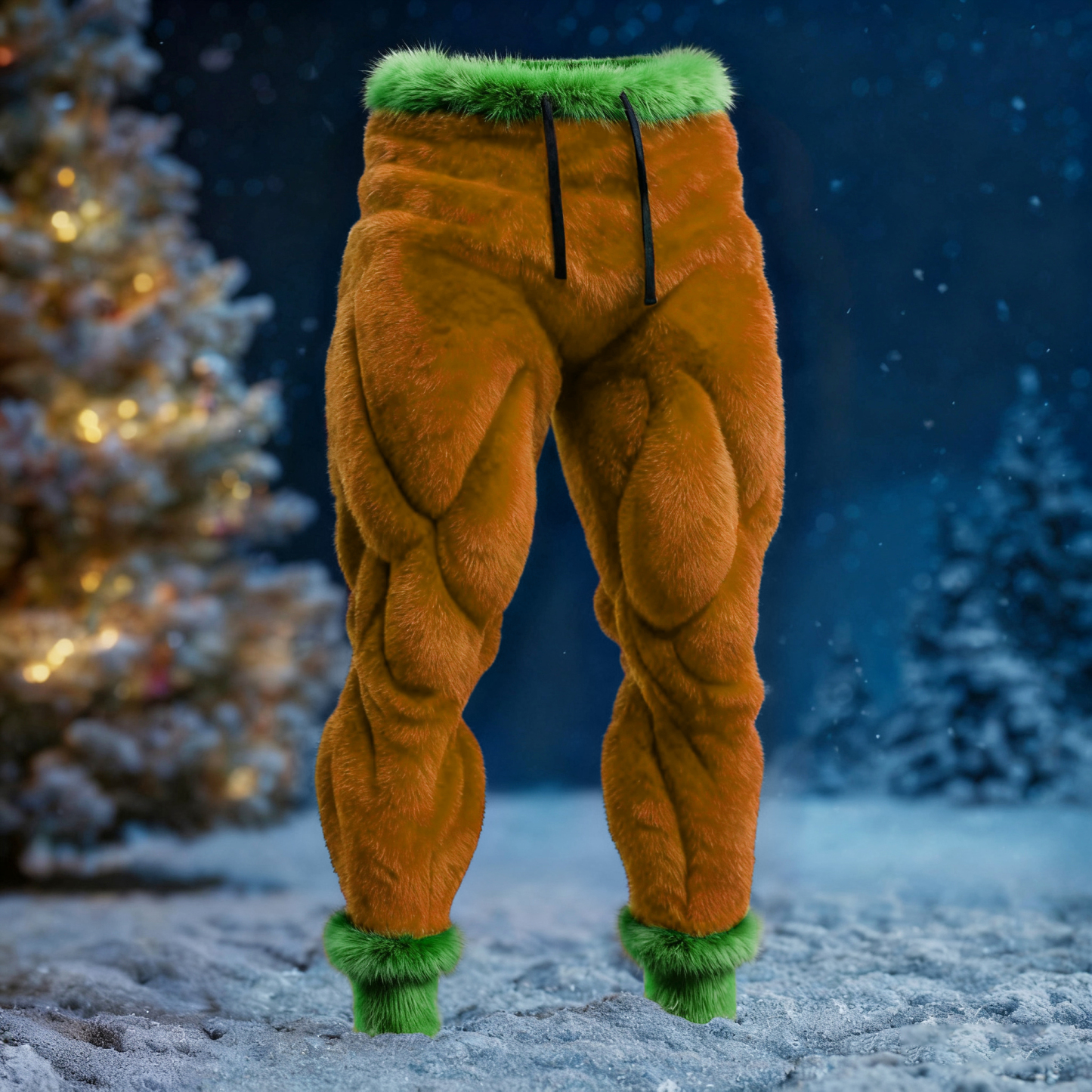 Men's Santa Claus Color Block Cosplay Plush Casual Pants