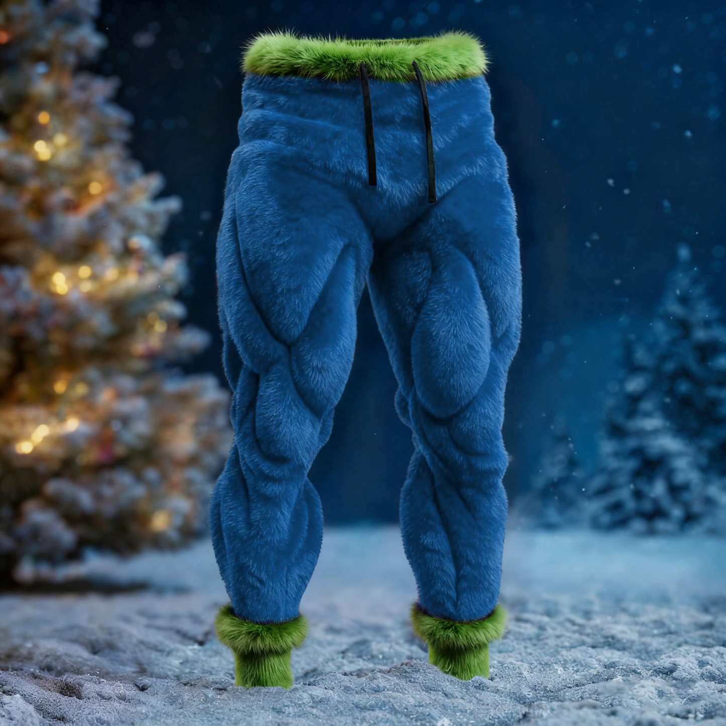 Men's Santa Claus Color Block Cosplay Plush Casual Pants
