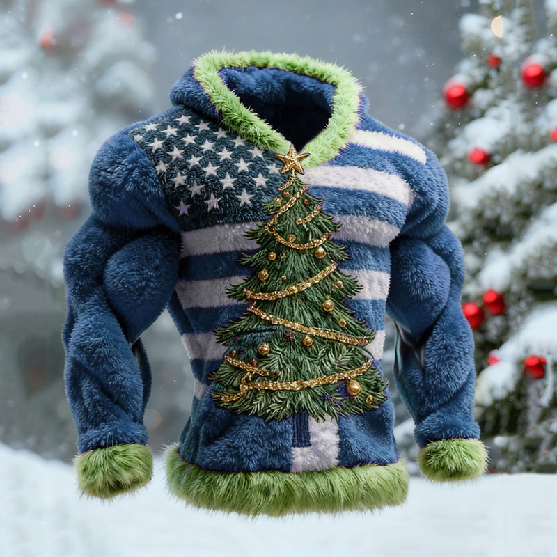 Men's National Flag Christmas Tree Pattern Ugly Sweater