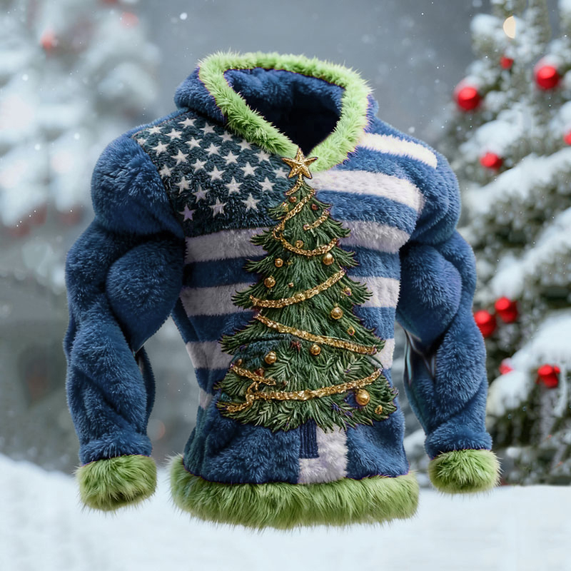 Men's National Flag Christmas Tree Pattern Ugly Sweater